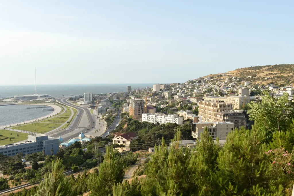 The southern edge of Baku along the Caspian coast