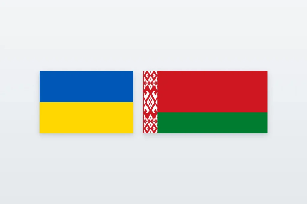 Flags of Ukraine and Belarus